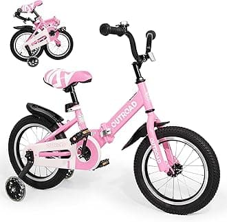 Folding Kids Bike,14/16/18 Inch Children Bicycle with Training Wheels and Dual Handbrakes Toddler Sport Bicycle for 3-9 Years Old Boys and Girls
