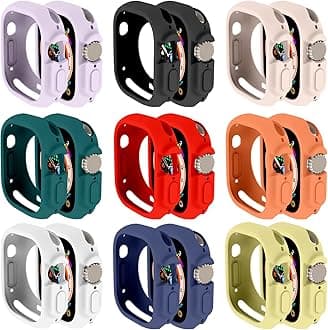 Compatible for Apple Watch Ultra 3/2/1 49mm Case All-Round Shockproof TPU Silicone Protective Cover Bumper Shock-Absorbing Scratch-Resistant Case for Women Men (9Pack)