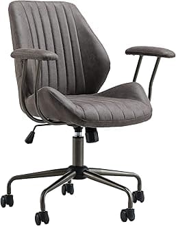ovios Ergonomic Home Office Chair (Dark Grey, Suede Leather)