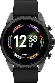 Men's Gen 6 44mm Stainless Steel and Silicone Touchscreen Smart Watch, Color: Black (Model: FTW4061V)