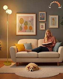 Lightdot Globe Standing Lamps with 3Pcs 3000K G9 Bulbs Stepless Dimmable Gold Floor Lamp with Stable Base 3-Lights Modern Design Mid Century Floor Lamp for Living Room/Bedroon/Office