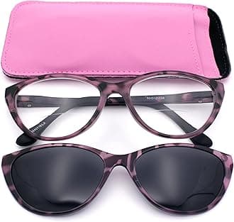 SA106 Cateye Magnetic Clip On Polarized Sunglasses On Bifocal Reading Glasses