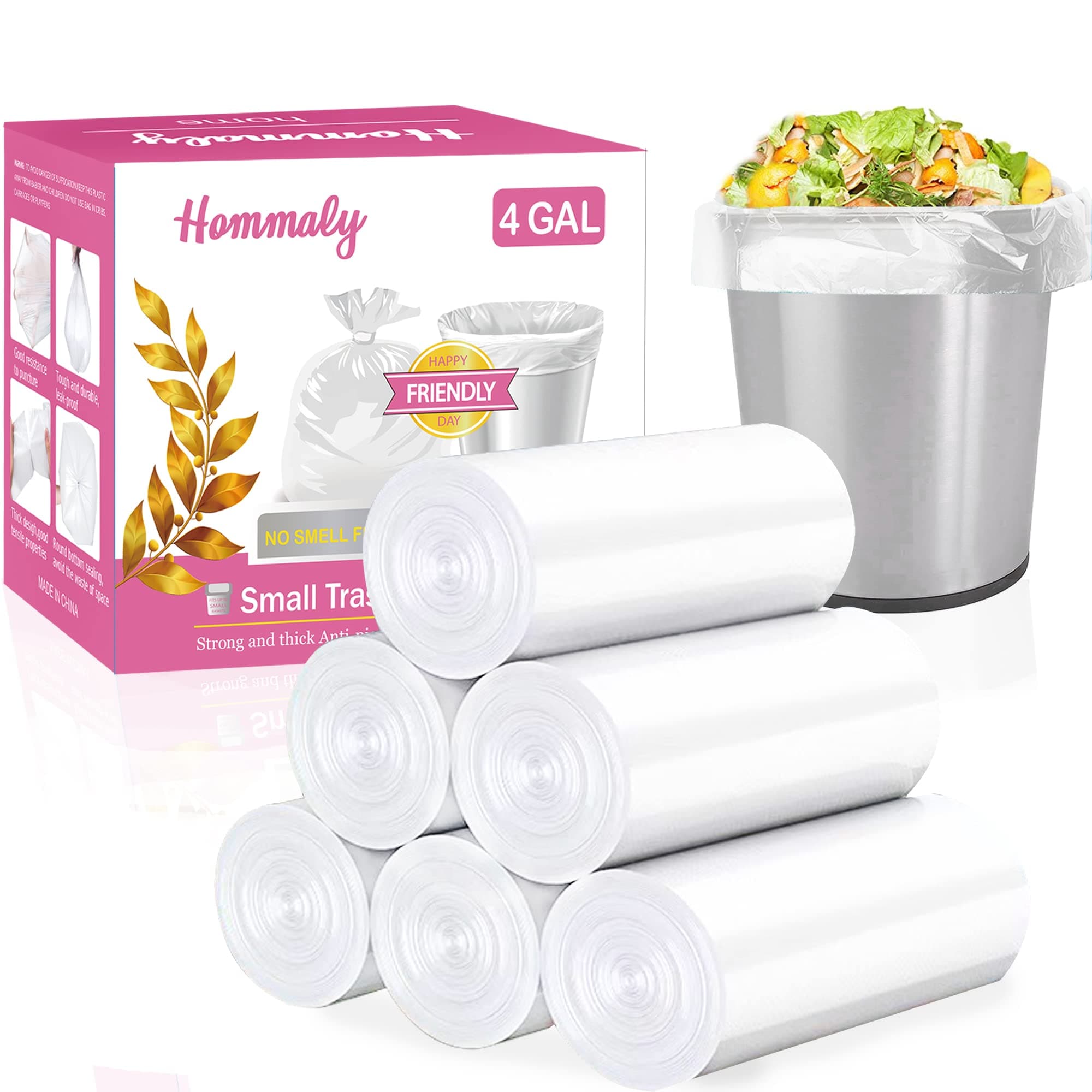 4 Gallon 180pcs Small Clear Trash Bags Strong Clear Garbage Bags, Bathroom Trash Can Bin Liners, Plastic Bags for Office, Waste Basket Liner, Fit 12-15 Liter, 3.5,4,4.5 Gal(Clear 180)