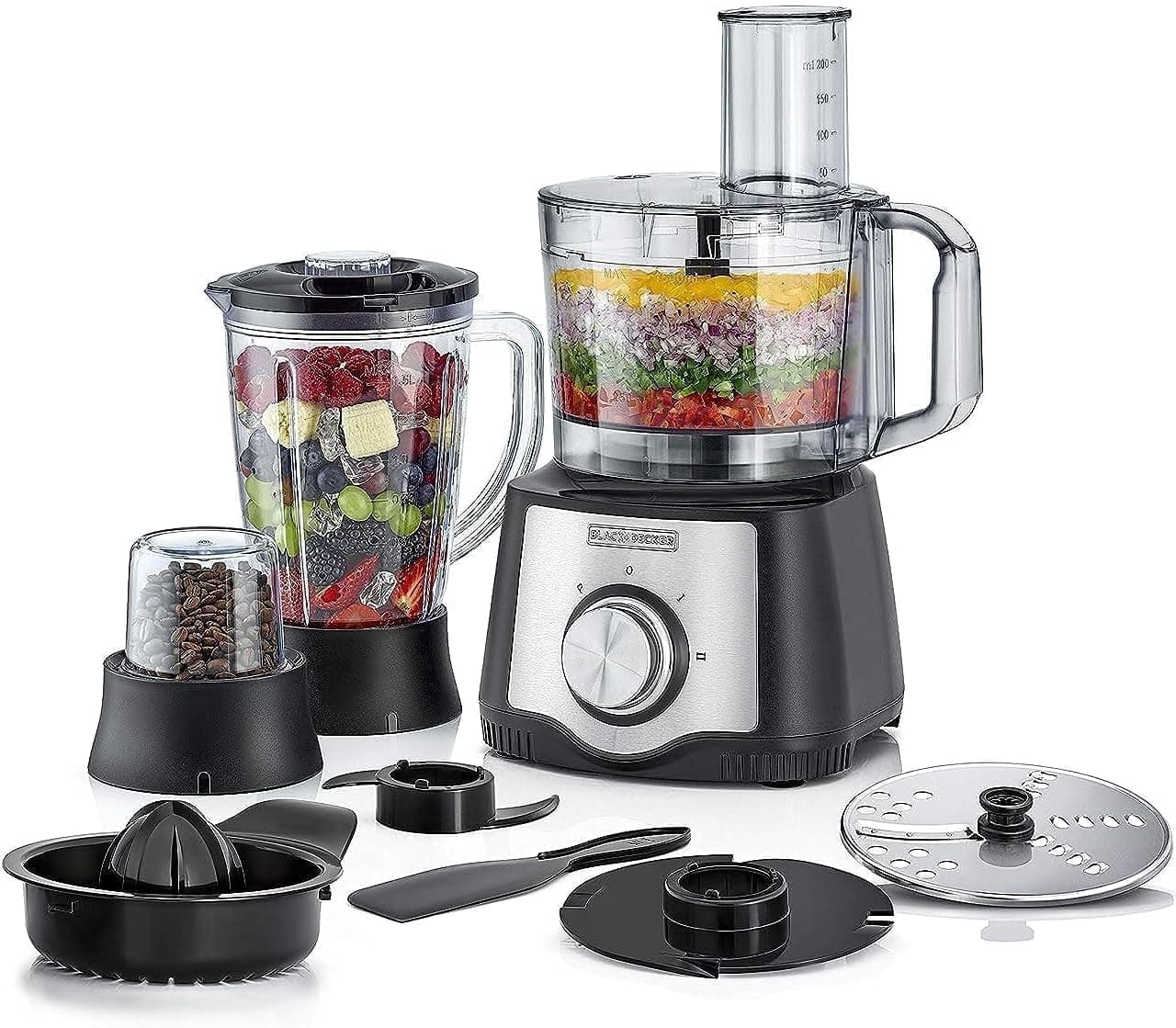 Black+Decker 600 W 29 Function Food Processor with Blender, Mill and Juicer, Black, FX650