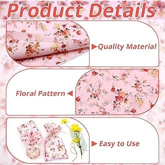 Benvo 20 Sheets Floral Print Tissue Paper 20 inch x 29 inch Decoupage Paper Decorative Tissue Paper Gift Wrapping Paper Flower DIY Art Craft Paper for Spring Wedding Birthday Baby Shower(Style D)