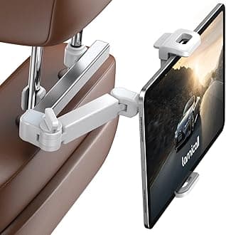 Car Headrest Tablet Holder - [ Extension Arm] 2023 Adjustable Tablet Car Mount for Back Seat, Road Trip Essentials for Kids, for 4.7-11" Tablet Like iPad Pro, Air, Mini, Galaxy, Fire, White