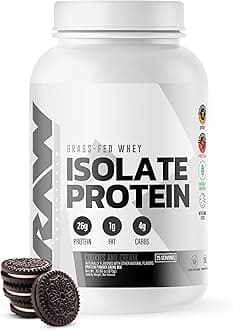 RAW Whey Protein Isolate Powder | 100% Grass-Fed Protein Isolate | Highest Rated Protein Powder, Hormone-Free, Zero Additives, Low-Fat Sports Nutrition Protein | Cookies & Cream (25 Servings)
