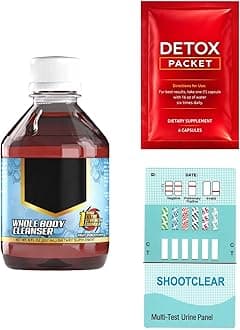 Detox Drink Kit Cleansing Drink 8 oz + Detox Pills + 6 Panel Home Screening Test Complete Body Cleanse System and Detox