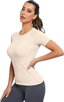 MathCat Seamless Workout Tops for Women, Short Sleeve Compression Athletic Shirts Soft Yoga Gym Tops XS-XL