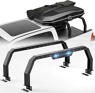 Adjustable 20-22.8" Truck Bed Racks with 2 LED Lights Compatible with Tacoma/Tundra/Silverado/Sierra/Ram/Colorado/Canyon/ F150/ Ranger/Frontier/Titan/Gladiator JT with Bed Rails