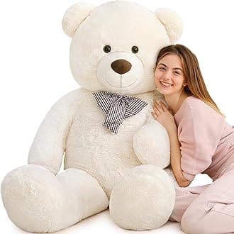 Life Size Giant Jumbo Teddy Bear 55 inch Big Stuffed Animals Chucky Plush Large Bear Gift for Girls Teens Boys Children Girlfriend Boyfriend Wife GF