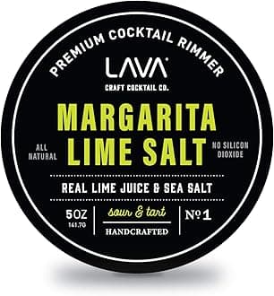 LAVA Premium Margarita Lime Sea Salt Cocktail Rimmer, All Natural Margarita Rimmer Sea Salt Rocks, Real Lime, Tart & Sour, No Silicon Dioxide, with Easy Screw-On Lid - 6oz