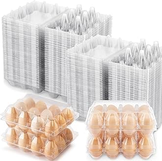100 Packs 12 Count Clear Plastic Egg Cartons, 3 * 4 Grids Design, Perfect for Family, Farm, Markets, Display(Large)