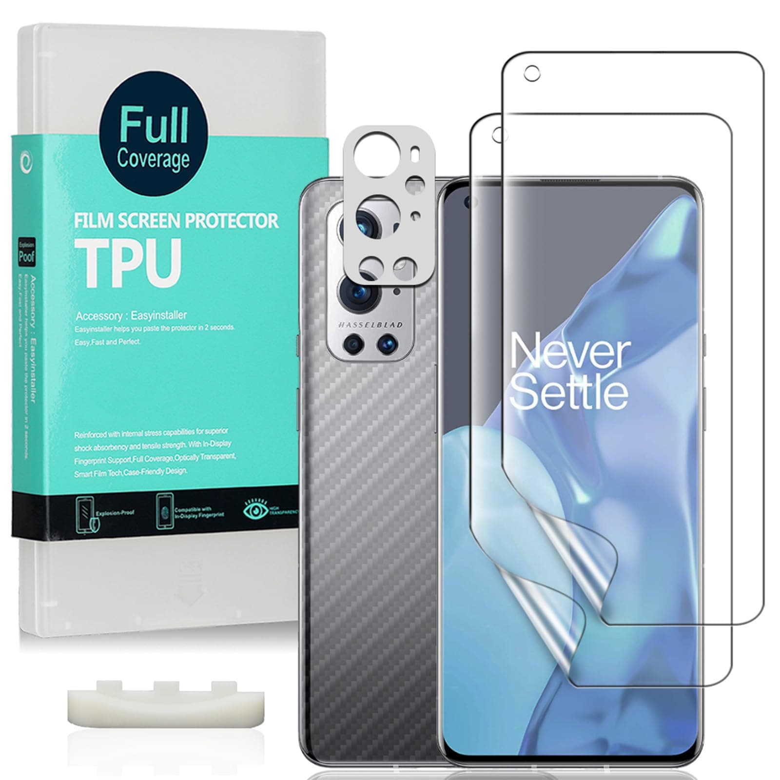 2 Pcs Screen Protector For OnePlus 9 Pro 5G,Flexible TPU Film,With 1Pc Camera Lens Protector,1Pc Back Film,Bubble Free,Easy To Install