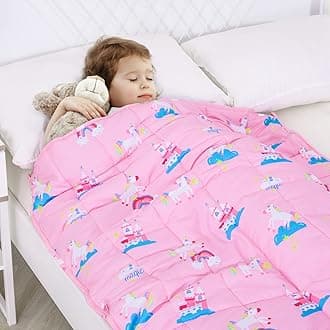Weighted Blanket 3 lbs, Breathable Small Heavy Throw Blankets, Sleeping & Calming for Bed Couch Home School, Machine Washable, Cooling Soft Microfiber, 36x48 Inches, Pink Unicorn