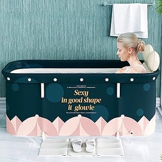 Plastic Portable Foldable Bathtub, Separate Family Bathroom SPA Tub, Soaking Standing Bath Tub for Shower Stall, Efficient maintenance of temperature, Ideal for Hot bath ice bath 47.2x19.7x21.7inch