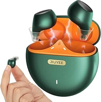 Hearing Aids for Seniors Rechargeable with Noise Cancelling - Bluetooth OTC Hearing Amplifier - Smart Fitting & Invisible Design - Charging Case - Mild to Moderate (Green)