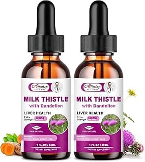 Liver Health Support Liquid 2 Pack,600mg Milk Thistle 80% Silymarin Extract & 250mg Dandelion Root Extract, Liver Cleanse Detox & Repair Fatty Liver Formula, Vegan, Non-GMO and All-Natural