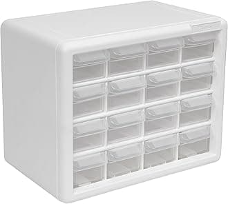10116 16 Drawer Plastic Parts Storage, Hardware and Craft Cabinet, Nail and Screw Organizer, 10-1/2-Inch W x 6-1/2-Inch D x 8-1/2-Inch H, White