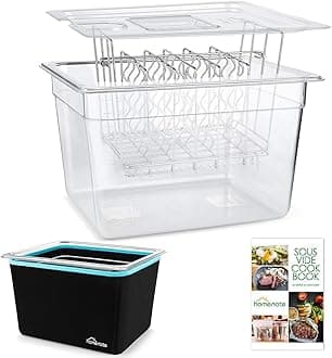 HOMENOTE Sous Vide Container 12 Quart with Lid & Rack and Sleeve - BPA Free Complete Sous Vide Accessories Kit with Cookbook For Anova and Most Sous Vide Cookers
