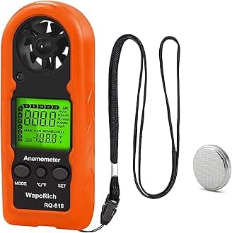 Handheld Anemometer Digital Wind Speed Meter Gauge, WapoRich RQ-818 Mini Air Flow Velocity Tester with Max/AVG/Current Measuring for Sailing, Drone, Surfing, Fishing and HAVC