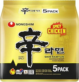 Nongshim Shin Ramyun Spicy Chicken Flavour Noodle Gourmet Spicy 120 g x 5