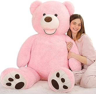 MaoGoLan Giant Pink Teddy Bear 5 Foot Stuffed Animal - Adorable Smiling Face Large Teddy Bear Plush - Life Size Teddy Bear Gift for Valentines,Anniversary,Birthday