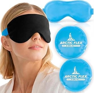 Arctic Flex Cold Eye Mask Gel Ice Pack For Cool Sleeping Dry Night Treatment Reusable Hot Spa Therapy For Sleep Skin Puffiness Migraine Soothing Headache Soft Cooling Heating Compress Cover