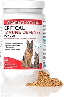 Critical Immune Defense for Dogs & Cats; Supports Normal Cell Growth - Turkey Tail, Reishi, Shiitake and Maitake Mushroom Formula with Patented White Turmeric Root Extract - 30-Day Supply