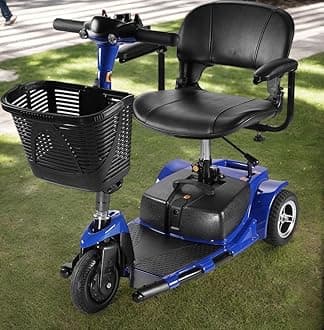 Electric Mobility Scooter for Adults, 12MPH Foldable Scooter with 18.6MPH Long Range Battery, 300 LBS Capacity Commuter Scooter, Portable Lightweight Design for Urban Travel (Blue, 3-Wheel)