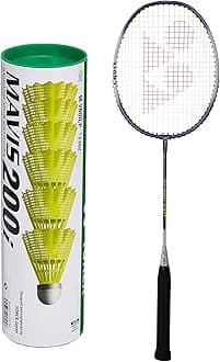 YONEX Mavis 200i Nylon Shuttle Cock, ZR 100 Light Aluminium Badminton Racquet with Full Cover, Pack of 6 (Yellow)
