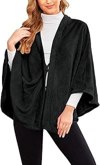 Flannel Faux Poncho for Women Lightweigh Blanket Warm TV Shawl Winter Coat Sweater Cape