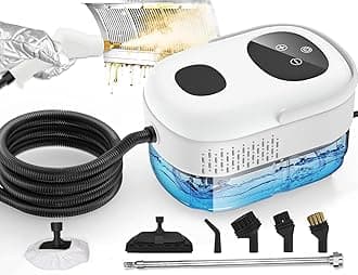 HELEE Handheld Steam Cleaner, High Pressure Multipurpose Steamer, 2500W|1000ML, 10S Fast Heat-Up 6 Gears Adjustment, With Brushes, Glass Scraper, for Car, Kitchen, Furniture and Tile (White)