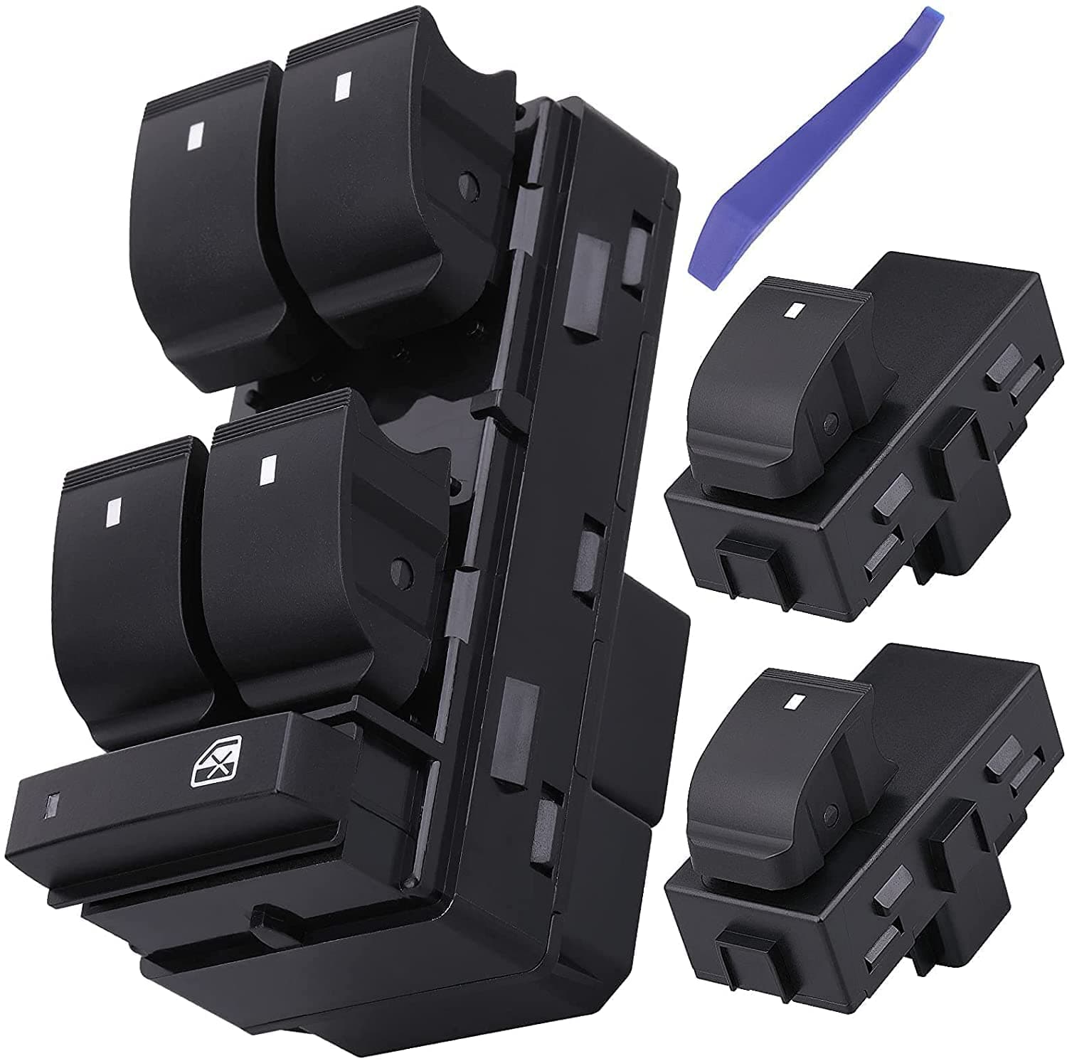 Driver Side Power Window Switch & 2 Pcs Passenger Window Switches, Compatible with 07-13 Chevy Silverado/GMC Sierra 1500 2500HD 3500HD/10-13 Yukon/09-16 Chevrolet Traverse/08-11 HHR