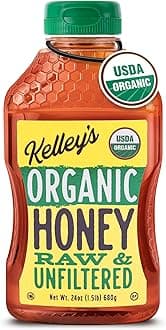 100% Organic Raw & Unfiltered Honey, USDA Certified, 24 Oz – All Natural, Flavor-Rich Honey for Fruits, Yogurt, Smoothies, Acai Bowls, Tea – Natural Sugar Substitute