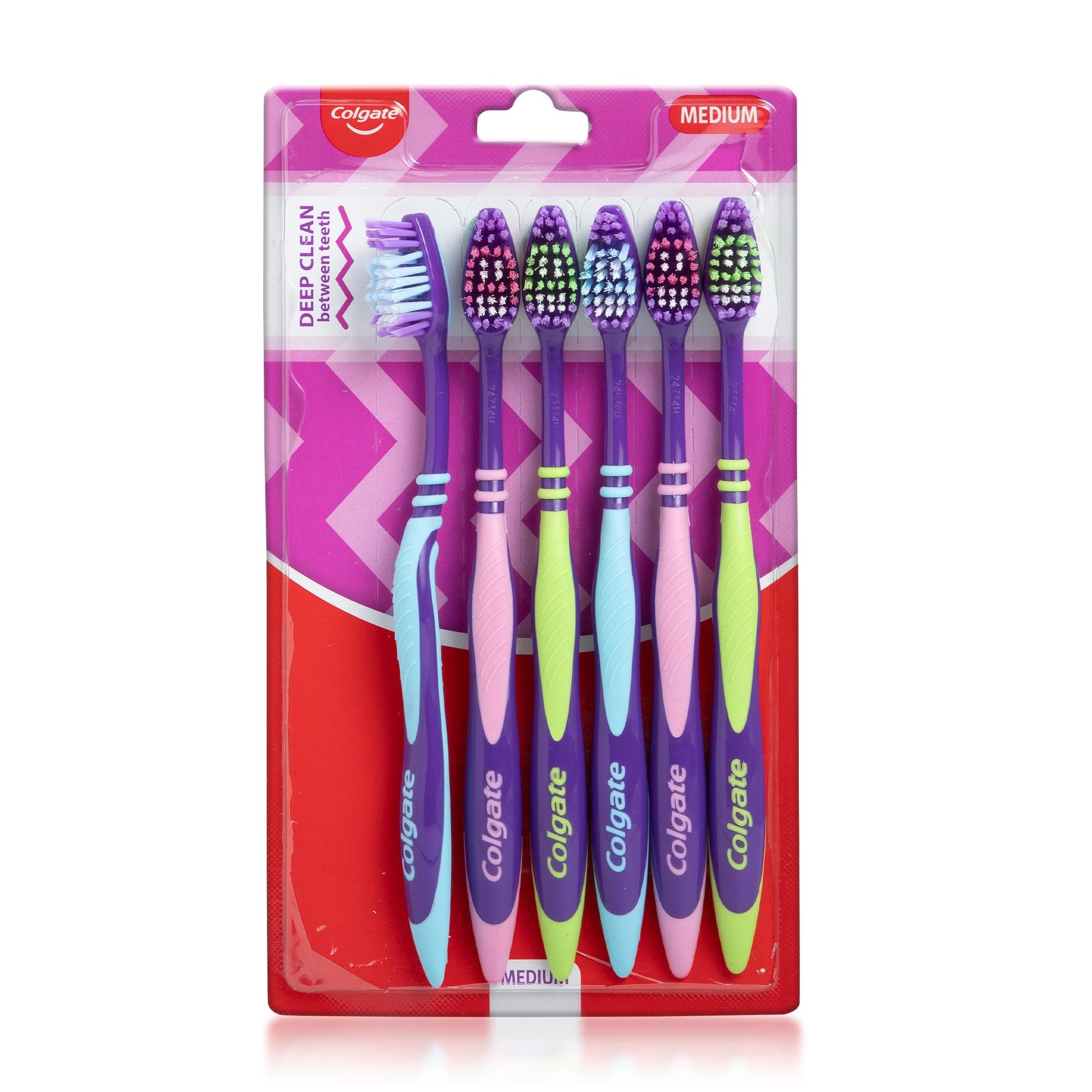 Zigzag Toothbrush for Deep Inter Dental Clean with Multi Angle Zig zag bristles (Medium, Pack of 6)