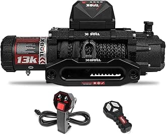 X-BULL Electric Winch 13000 lb. Load Capacity with 79ft Synthetic Rope and Hawse Fairlead 12V IP68 Waterproof, Wired and Wireless Remote for 4WD 4x4 Off-Road Vehicle Truck Jeep