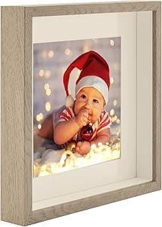 BD ART Shadow Box Frame 11x11x1”, Square, Sonoma Truffle Oak, Display 3D Frame Picture with Mount 8x8” Plexiglass for Filling, for Objects, Photos, Souvenirs, for Crafts,Baby Items, dried Flowers