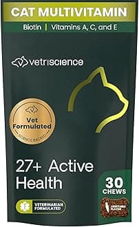27+ Active Health Chews, Nu Cat Daily Multivitamin for Cats and Kittens, Balanced Vitamins, Minerals and Antioxidants, Health and Wellness Support, Fish, 30 Count