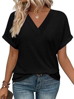 Womens Summer Tops Short Dolman Sleeve Shirts 2026 Fashion V Neck Outfits Clothes