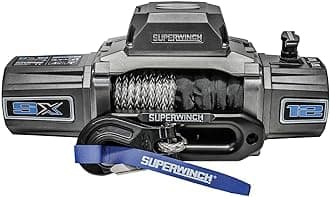 1712201 SX12SR 12V DC Electric Waterproof Recovery Winch 12,000lb/5,443kg Single Line Pull with Hawse Fairlead 3/8in x 85ft Synthetic Rope Corded Handheld and Wireless Remote No-Bind Clutch
