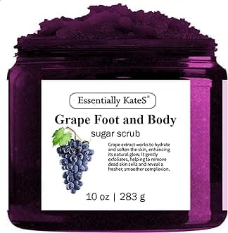 Grape Body & Foot Scrub 10 oz - Improves the elasticity and firmness of skin - Removes dead skin cells, and tighten and tone skin - The best stocking stuffer.