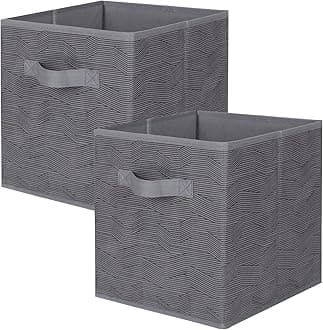 ShellKingdom Storage Bins, Foldable Fabric Storage Cubes and Cloth Storage Organizer Drawer for Closet and Toys Storage, 2 Pack (Dark Gray with Black Stripe)