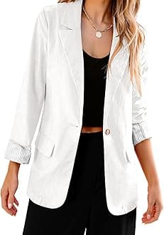 luvamia Blazers for Women Business Casual Dressy Work Fashion Lightweight Spring Summer Linen Unlined 2024 Suit Jackets