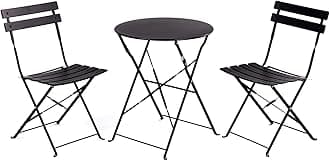 Grand patio Balcony Set, Bistro Set 3 Pieces, 2 Chairs and 1 Table, Premium Steel, Easy to Fold, Folding Table Chairs for Balcony,Yard, Garden (Black Walnut)