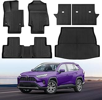 6Pcs Floor Mats for Toyota RAV4 2024-2019 (Include Hybrid) Full Sets All Weather Floor Mat for Toyota RAV4 Accessories 2024-2019 TPE Back Seat Cover Protector Trunk Frunk Mat