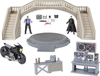 Batman Batcave with Exclusive Batman Action Figure, Penguin and Batcycle, Kids Movie Collectible Toys for Boys Ages 3 and Up