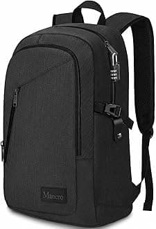 Mancro Business Travel Laptop Backpack, Anti Theft Slim Laptop Bag for Men and Women, Tech Computer Bag Fits 15.6 Inch Laptop and Notebook (Black)