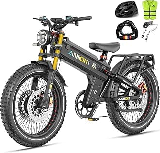 ANIIOKI Dual Motor Electric Bike for Adults,46MPH with 52/60V 70/80AH Battery Ebikes,Fat Tire All Terrain Electric Bike, Full Suspension E Bike, 7-Speed Gear Electric Bicycle