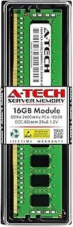 A-Tech 16GB DDR4 2400MHz PC4-19200 ECC RDIMM 2Rx8 Dual Rank 1.2V ECC Registered DIMM 288-Pin Server & Workstation RAM Memory Upgrade Module (A-Tech Enterprise Series)